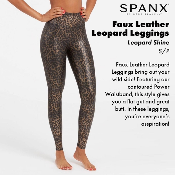 SPANX Faux Leather Leopard Leggings Leopard Shine
